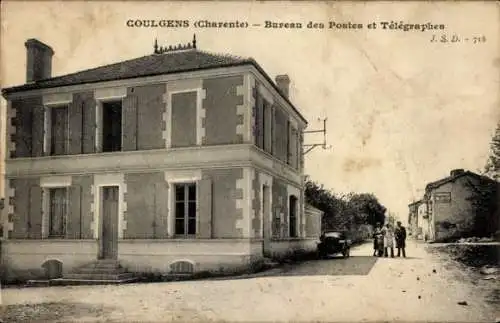 Ak Coulgens Charente, Bureau des Postes et Telegraphes