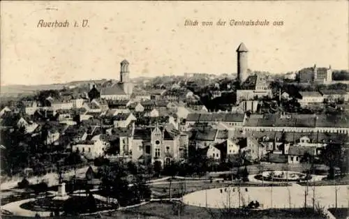 Ak Auerbach im Vogtland, Stadt von der Centralschule aus gesehen