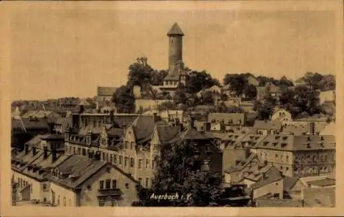 Ak Auerbach im Vogtland, Teilansicht, Turm