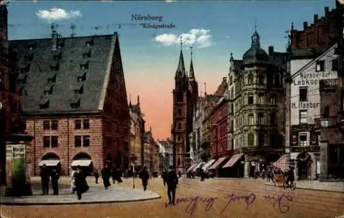 Ak Nürnberg Mittelfranken, Blick in die Königsstraße, Lebkuchen, H. Haeberl