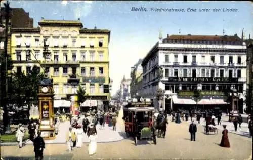 Ak Berlin Mitte, Friedrichstraße, Ecke unter den Linden, Bus Linie 4