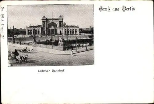 Ak Berlin Tiergarten Moabit, Lehrter Bahnhof, Pferdekutsche