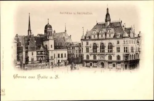 Ak Halle an der Saale, Rathaus, Ratskeller