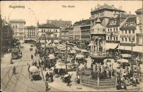 Ak Magdeburg an der Elbe, Alte Markt, Tram