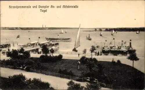 Ak Berlin Reinickendorf Tegel, Strandpromenade, Dampferanleger