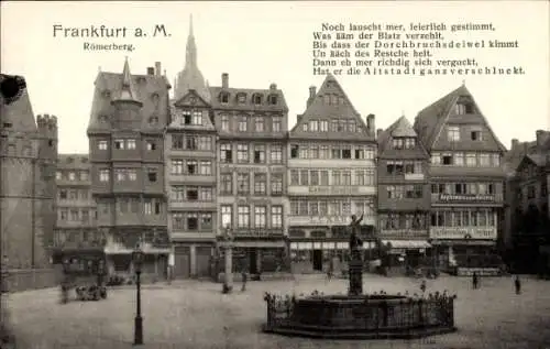 Ak Frankfurt am Main, Römerberg, Gedicht