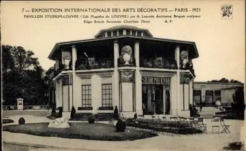 Ak Paris Frankreich, Exposition Internationale des Arts Decoratifs 1925, Pavillon Studium Louvre