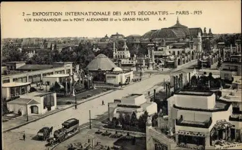 Ak Internationale Ausstellung für dekorative Kunst, Paris 1925, Pont Alexandre III, Grand Palais