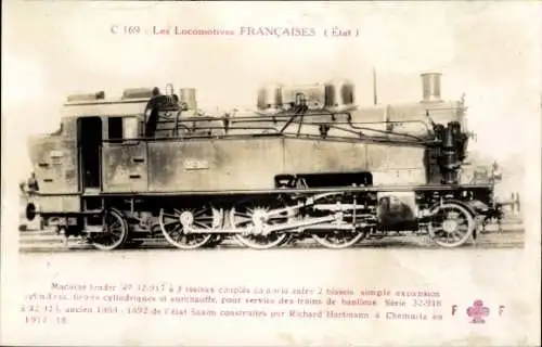 Ak Französische Eisenbahn, Etat, Dampflok No. 32.917, Tender