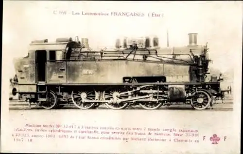 Ak Französische Eisenbahn, Etat, Dampflok No. 32.917, Tender