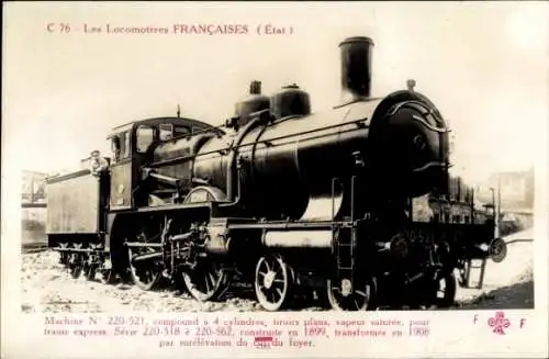 Ak Französische Eisenbahn, Les Locomotives Francaises, Machine No 220-521