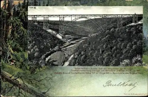 Ak Solingen im Bergischen Land, Müngstener Brücke, Kaiser Wilhelm Brücke bei Müngsten