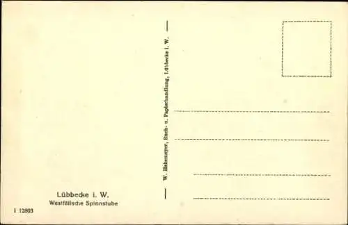 Ak Lübbecke in Westfalen, Westfälische Spinnstube