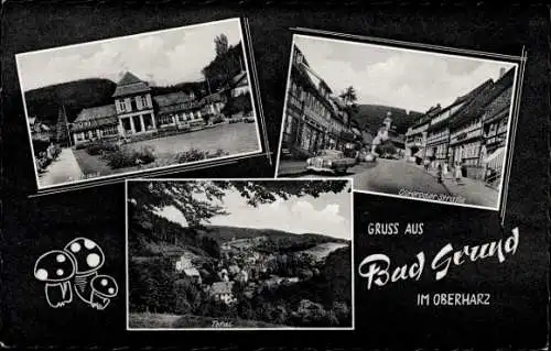 Ak Bad Grund im Harz, Totalansicht, Kurhaus, Osteroder Straße