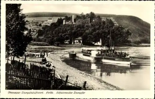 Ak Polle an der Weser Niedersachsen, Abfahrender Dampfer, Oberweser Dampfschifffahrt