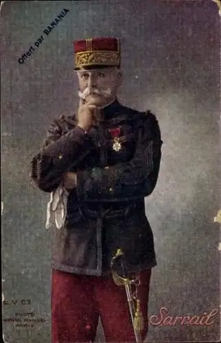 Ak Französischer General Maurice Sarrail, Front in Makedonien