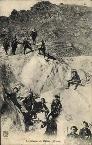 Ak Au Glacier du Rateau, Oisans, französische Gebirgsjäger