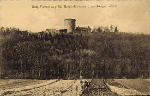 Ak Borgholzhausen in Westfalen, Burg Ravensberg, Ravensburg, Feldarbeiter