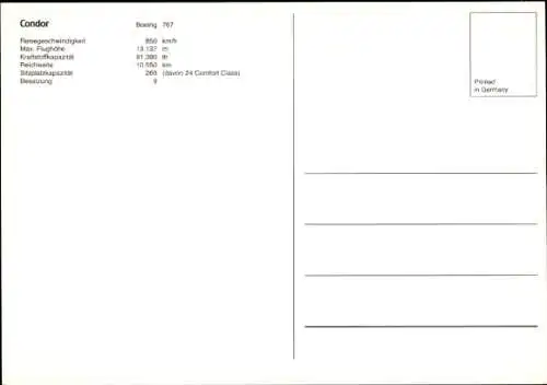 Ak Deutsches Passagierflugzeug, Thomas Cook, Condor, Boeing 767