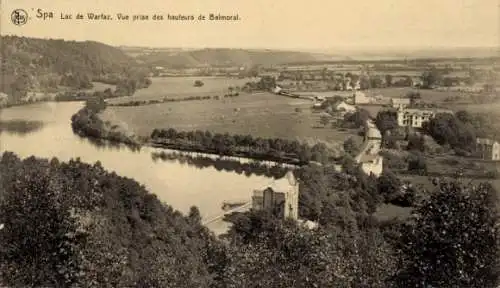 Ak Spa Wallonien Lüttich, Lac de Warfaz, Vue prise des hauteurs de Balmoral