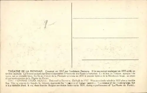 Ak Brüssel Brüssel, Theatre Royal de la Monnaie