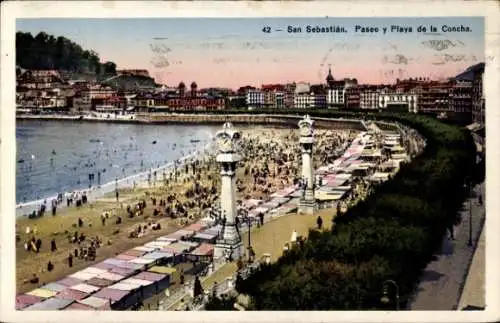 Ak Donostia San Sebastián Baskenland, Paseo und Playa de la Concha