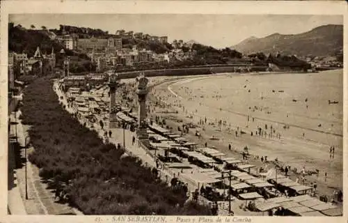 Ak Donostia San Sebastián Baskenland, Paseo und Playa de la Concha