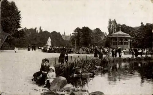 Ak Kingston upon Hull Yorkshire England, Teich, Pearsons Park