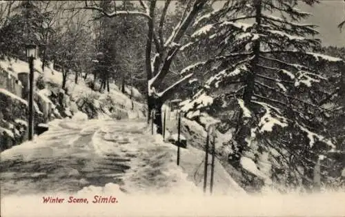 Ak Simla Shimla Himachal Pradesh Indien, Winterszene