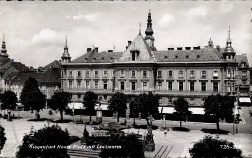 Ak Klagenfurt am Wörthersee Kärnten, Neuer Platz, Lindwurm