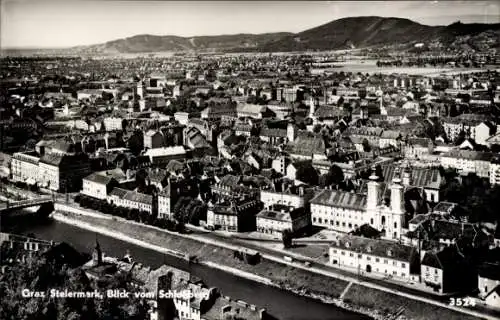 Ak Graz Steiermark, Gesamtansicht, Blick vom Schlossberg