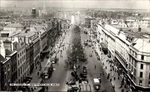 Ak Dublin Irland, O'Connell Street von Nelsons Säule