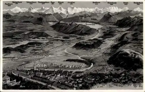 Landkarten Ak Bern Stadt Schweiz, Gesamtansicht, Umgebung