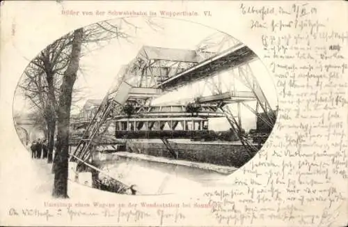 Ak Wuppertal, Schwebebahn, Umsetzung eines Wagens an der Wendestation bei Sonnborn