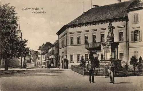 Ak Germersheim am Rhein, Hauptstraße, Denkmal