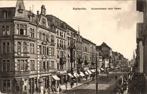 Ak Karlsruhe in Baden, Kaiserstraße nach Osten