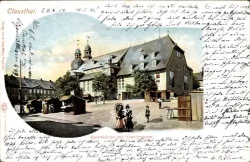 Ak Clausthal Zellerfeld im Oberharz, Marktkirche, Oberbergamt