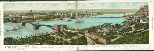Klapp Ak Koblenz am Rhein, Panorama, Schiffe