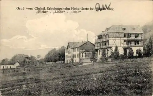 Ak Hamm an der Sieg, Christl. Erholungsheim Hohe Grete, Haus Eiche, Linde, Ulme