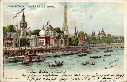 Halt gegen das Licht Litho Paris, Exposition Universelle 1900, Rive gauche de la Seine