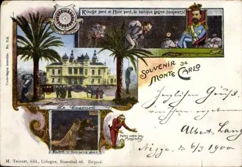Litho Monte Carlo Monaco, Casino, Glücksspiel, Fürst Albert I., Teufel