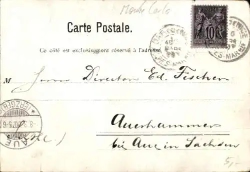 Litho Monte Carlo Monaco, Casino, Glücksspiel, Fürst Albert I., Teufel