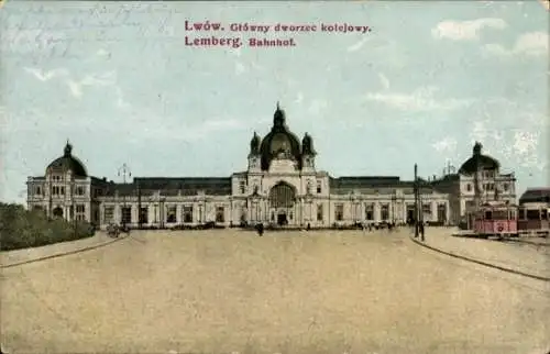 Ak Lwiw Lwów Lemberg Ukraine, Bahnhof