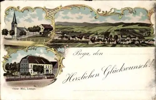 Litho Bega Dörentrup in Lippe, Gesamtansicht, Kirche, Glückwunsch Neujahr
