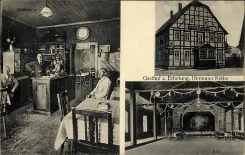 Ak Aerzen in Niedersachsen, Gasthof zur Erholung, Gaststube, Saal