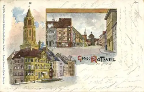 Künstler Litho Fuchs, K., Rottweil am Neckar, Straße, Amtsgebäude