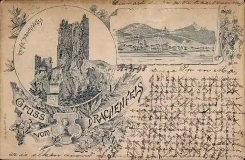 Litho Busenberg in der Pfalz, Burgruine Drachenfels