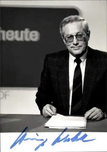 Ak Schauspieler und Sprecher Heinz Wrobel, Portrait, Sendung Heute, ZDF, Autogramm