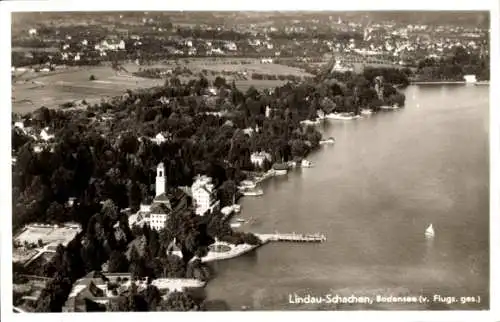 Ak Lindau am Bodensee Schwaben, Fliegeraufnahme