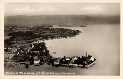 Ak Wasserburg am Bodensee Schwaben, Fliegeraufnahme